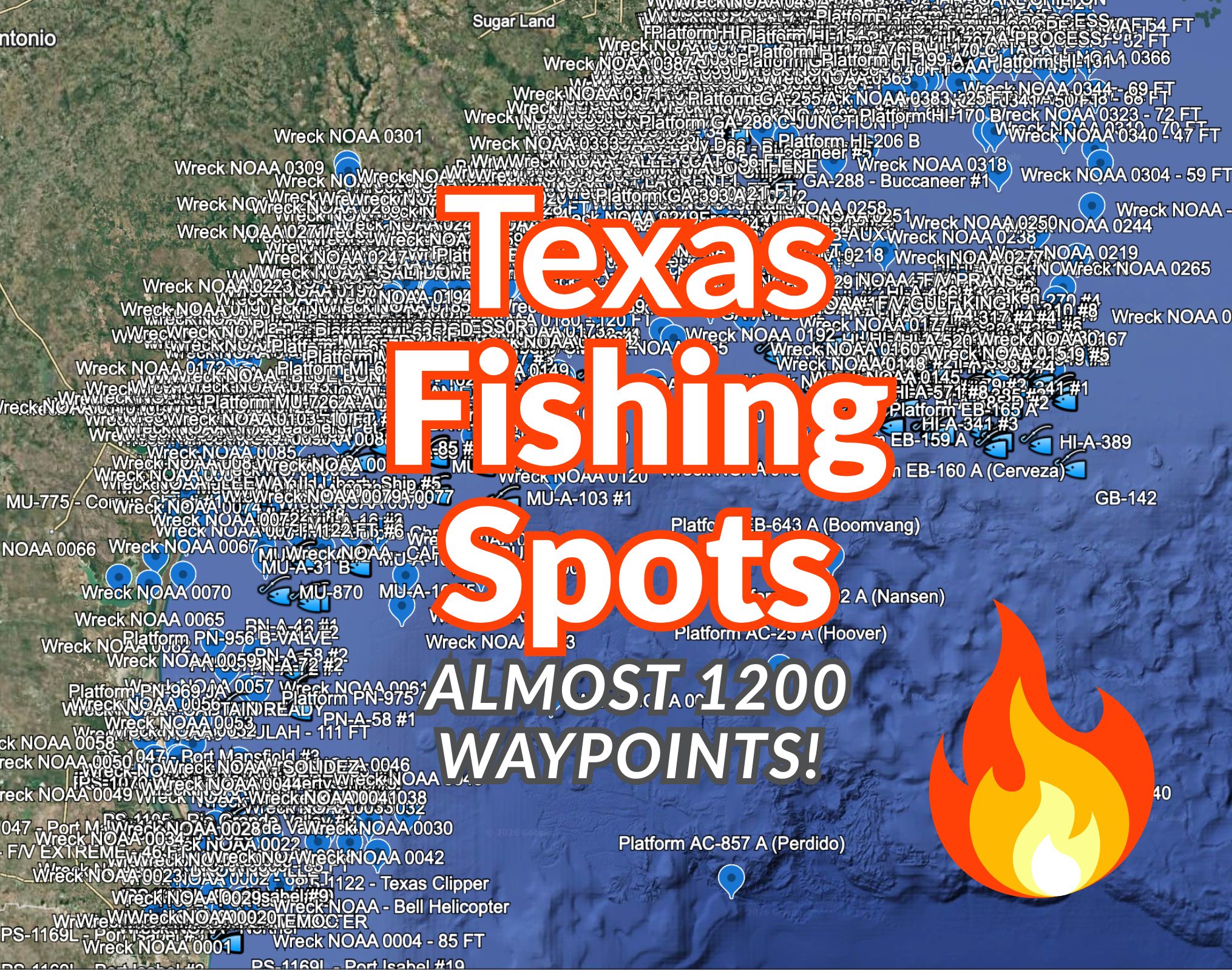 Texas Saltwater Fishing Spots GPS Coordinates – 1,199 Reefs, Wrecks & Offshore Structure Waypoints