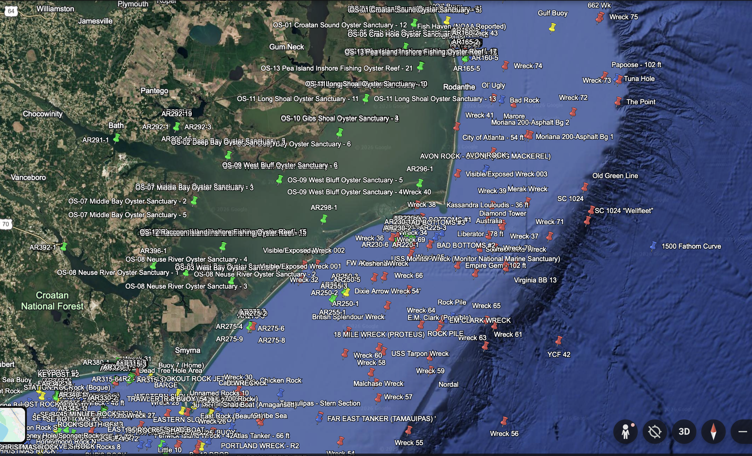 Full North Carolina Coast Offshore GPS Waypoints — 1,956 Locations on Micro SD - Image 3